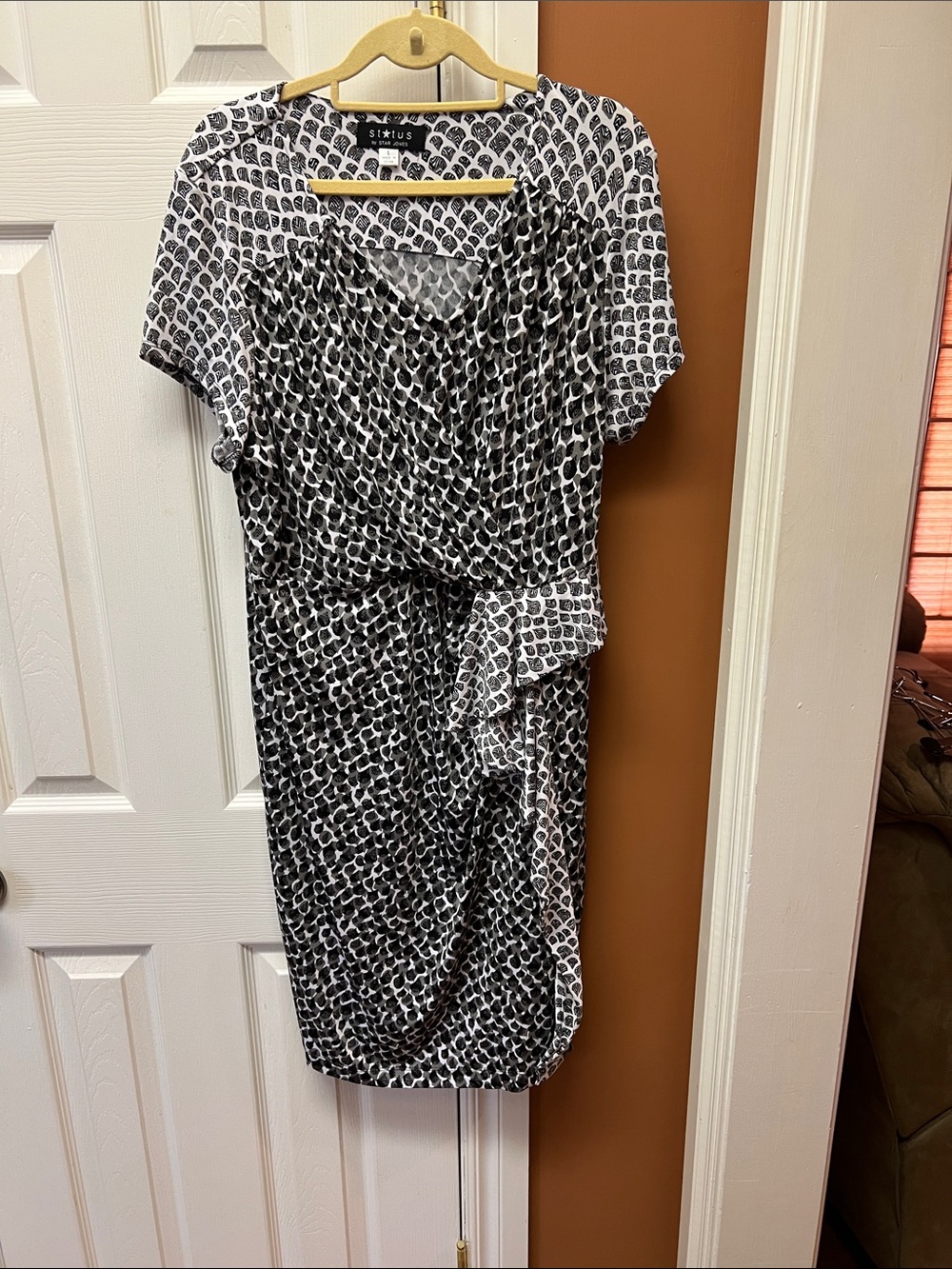 Black & White Printed Wrap-Style Dress